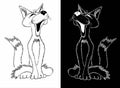 Stylized black and white fox