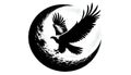 Stylized black and white graphic of an eagle, wings spread wid Royalty Free Stock Photo