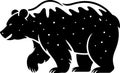Stylized Black Bear Silhouette with White Dots and Snowy Back Royalty Free Stock Photo