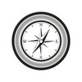 Stylized Black and White Compass Rose Icon with Cardinal Directions navigation north Royalty Free Stock Photo