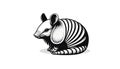 A stylized black and white illustration of an armadillo features Royalty Free Stock Photo