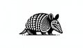 Stylized black and white illustration of an armadillo featuring g Royalty Free Stock Photo