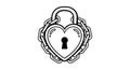 Heart Lock and Chain Illustration Royalty Free Stock Photo