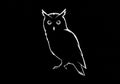 Stylized black and white illustration of an owl, featuring a silhouette Royalty Free Stock Photo
