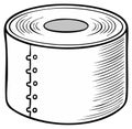 Stylized black and white illustration of a roll of toilet paper with perforated edges Royalty Free Stock Photo