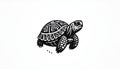 Stylized black and white illustration of a turtle, featuring intrica Royalty Free Stock Photo