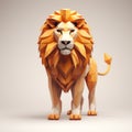 Minimalist 3d Low Poly Lion: Inventive Character Design With Bold Colors