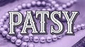Stylized black and white typography of the name Patsy on pearls background Royalty Free Stock Photo