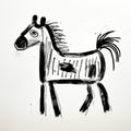 Happy Horse: Minimalistic Black Horse Drawing For Kids