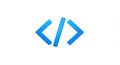 Stylized blue angle brackets represent a coding or programming concept, commonly Royalty Free Stock Photo
