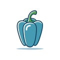 Stylized blue bell pepper icon vector illustration with simple flat design Royalty Free Stock Photo