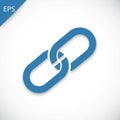 A stylized blue chain link icon is depicted against a white background. The illustration Royalty Free Stock Photo