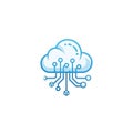 With a stylized blue cloud connected to circuit like lines extending Royalty Free Stock Photo