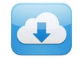 Blue cloud download icon isolated on transparent background Royalty Free Stock Photo