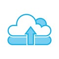 A stylized blue cloud with a solid blue arrow pointing upward Royalty Free Stock Photo
