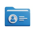 Blue 3d folder icon with user profile and lines isolated on white background Royalty Free Stock Photo