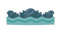 Stylized Blue Green Ocean Wave Border, vector design Generative AI Royalty Free Stock Photo
