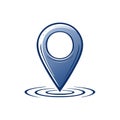 Stylized blue map marker icon with concentric ripple circles representing a precise location Royalty Free Stock Photo