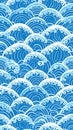 Stylized Blue Ocean Waves Pattern Royalty Free Stock Photo