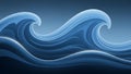 Stylized Blue Ocean Waves With White Highlights Against a Gradient Blue Background water Royalty Free Stock Photo