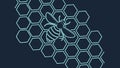 Stylized Blue Outline of Bee and Honeycomb Pattern Vector, vector design Generative AI Royalty Free Stock Photo