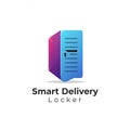 A stylized blue and purple gradient locker icon features horizontal lines and a keyhole, Royalty Free Stock Photo