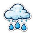 Blue Rain Cloud with Raindrops Falling Down Sticker Design Generative AI Royalty Free Stock Photo