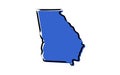 Stylized blue sketch map of Georgia, USA
