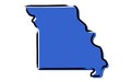 Stylized blue sketch map of Missouri