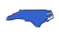 Stylized blue sketch map of North Carolina