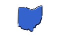 Stylized blue sketch map of Ohio