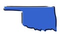 Stylized blue sketch map of Oklahoma