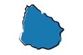Stylized blue sketch map of Uruguay Royalty Free Stock Photo