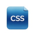 Stylized blue square icon representing css with a folded corner isolated on white background Royalty Free Stock Photo