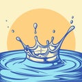 Stylized blue water splash creating a crown shape illustration against a simple backdrop Royalty Free Stock Photo