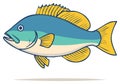 Stylized Blue and Yellow Fish Illustration Swimming in Water Royalty Free Stock Photo