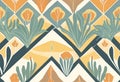 Stylized botanical pattern with geometric shapes and abstract floral elements in warm muted colors Royalty Free Stock Photo