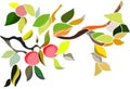 Stylized branch with fruits, design element