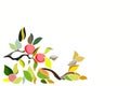 Stylized branch with fruits, design element