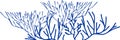 Stylized branched blue corals on white background