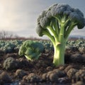 Stylized Broccoli Stalk in the Field Royalty Free Stock Photo