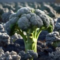 Stylized Broccoli Stalk in the Field Royalty Free Stock Photo