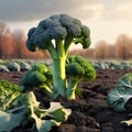 Stylized Broccoli Stalk in the Field Royalty Free Stock Photo