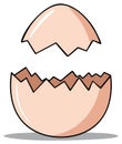 Stylized broken eggshell illustration two pieces indicating hatching new beginnings or an empty shell Royalty Free Stock Photo