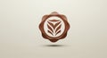 A stylized, brown wax seal with wavy edges featuring a white circular emblem in