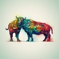Stylized Bull and Bear for Stock Market and Financial Trends Royalty Free Stock Photo