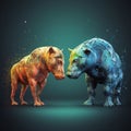 Stylized Bull and Bear for Stock Market and Financial Trends Royalty Free Stock Photo