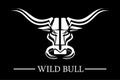Stylized bull head in white on black