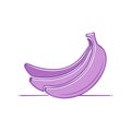 Stylized Bunch of Bananas, Purple Fruit Isolated on White, Food Vector Illustration Royalty Free Stock Photo