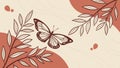 Stylized butterflies and flowing foliage pattern vector design Generative AI Royalty Free Stock Photo